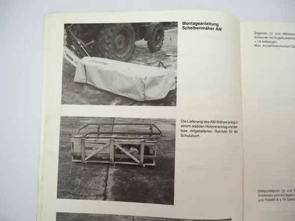 Krone AM 166 201 241 281 Scheibenmäher Betriebsanleitung Ersatzteilliste 1986