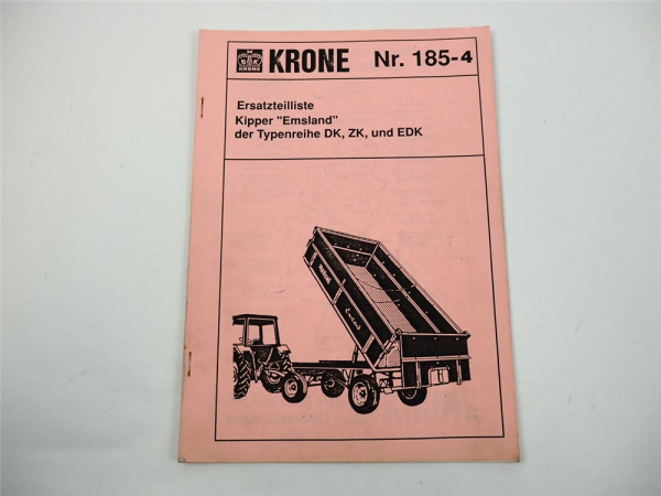 Krone DK ZK EDK Emsland Anhänger Kipper Ersatzteilliste Ersatzteilkatalog 1989