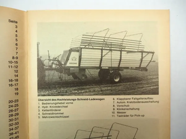 Krone HSL 2700 3500 Schneid Ladewagen Betriebsanleitung Ersatzteilliste 1978