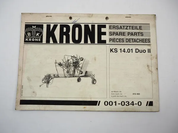Krone KS 14.01 Duo 2 Schwader Ersatzteilliste Spare Parts List 1998