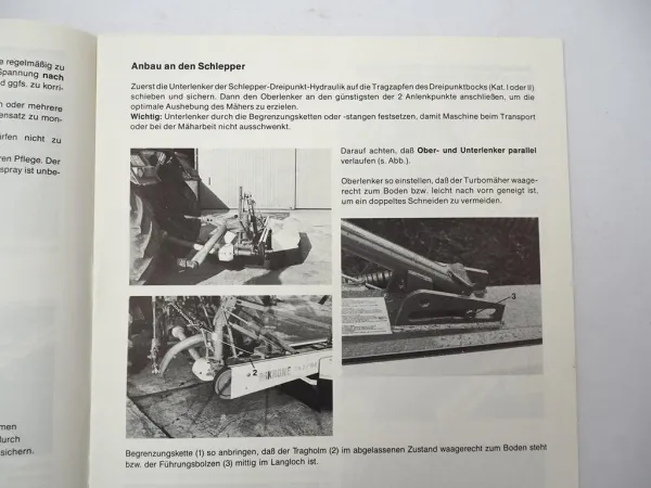 Krone TA2/191 Turbomäher Betriebsanleitung Ersatzteilliste 1986