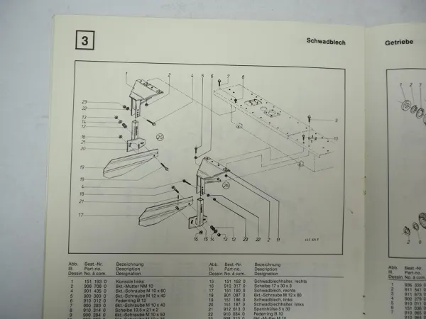 Krone TF 2/210 Turbomäher Betriebsanleitung Ersatzteilliste 1984