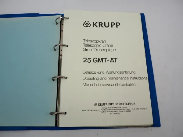 Krupp 25 GMT-AT Mobilkran mit Deutz BF6L 913C Motor Betriebsanleitung 1980er J.