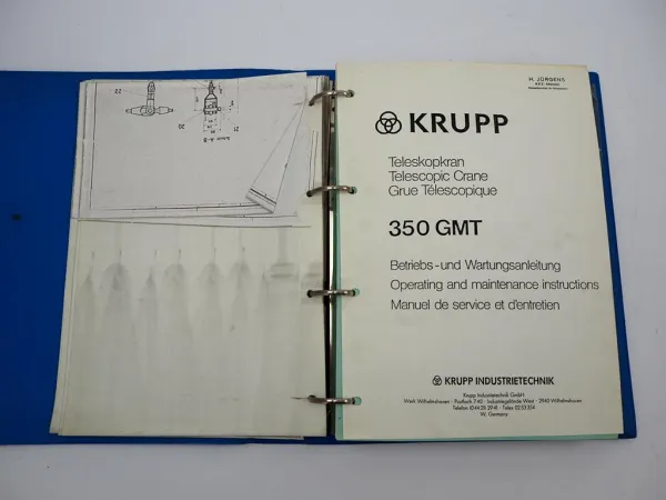 Krupp 350 GMT Mobilkran Betriebsanleitung Bedienungsanleitung Wartung 1980er J.