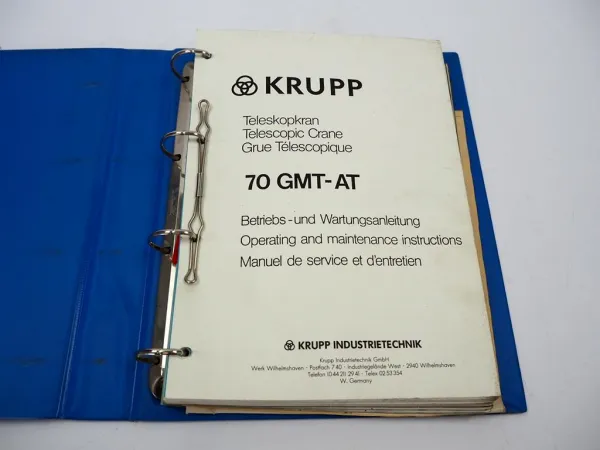 Krupp 70 GMT-AT Mobilkran Betriebsanleitung Bedienung Schaltplan 1980er Jahre
