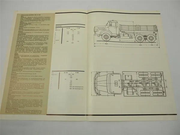 Krupp AK K 360 LKW 210 PS Dreiachs Kipper Prospekt 1966