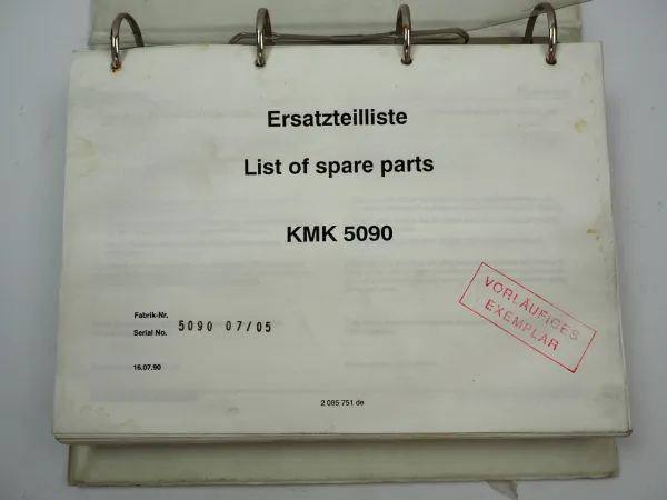 Krupp KMK 5090 Mobilkran Betriebsanleitung Bedienung Ersatzteilliste 1990