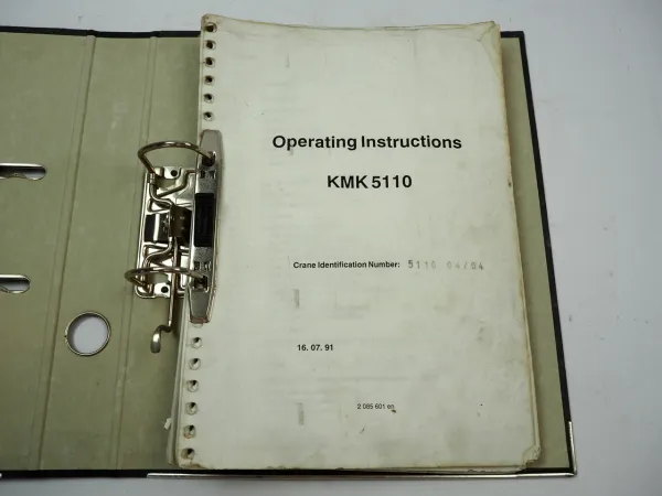 Krupp KMK 5110 Truck Crane Operating Instruction Bedienungsanleitung 1991