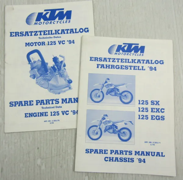 KTM 125 SX EXC EGS Fahrgestell Motor 125VC Ersatzteilliste Ersatzteilkatalog 94