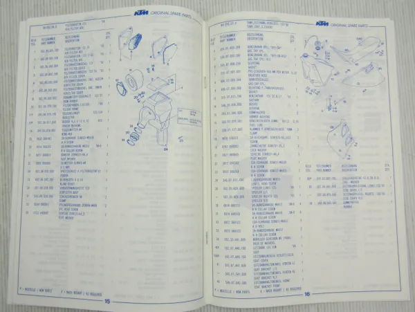KTM 125 SX EXC EGS Fahrgestell Motor 125VC Ersatzteilliste Ersatzteilkatalog 94