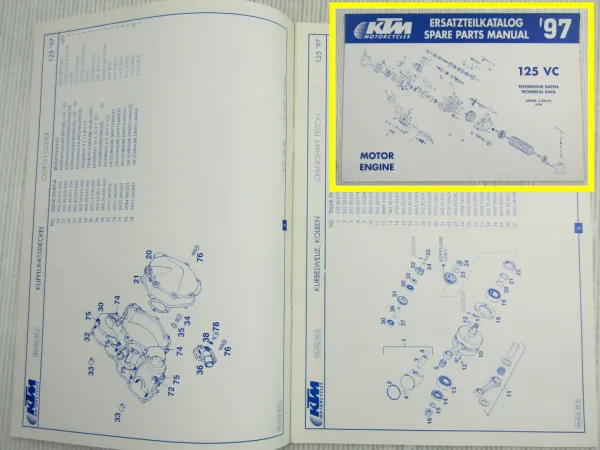 KTM 125VC SX EXC EGS Motor Ersatzteilkatalog Spare Parts List 06/1996