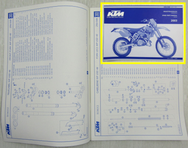 KTM 250 300 MXC EXC Ersatzteilliste Ersatzteilkatalog Part List Fahrgestell 2003