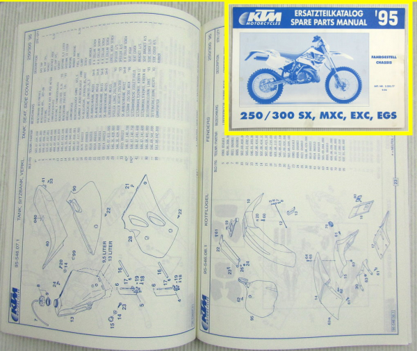 KTM 250 300 SX MXC EXC EGS Ersatzteilliste Ersatzteilkatalog Parts List MJ 1995