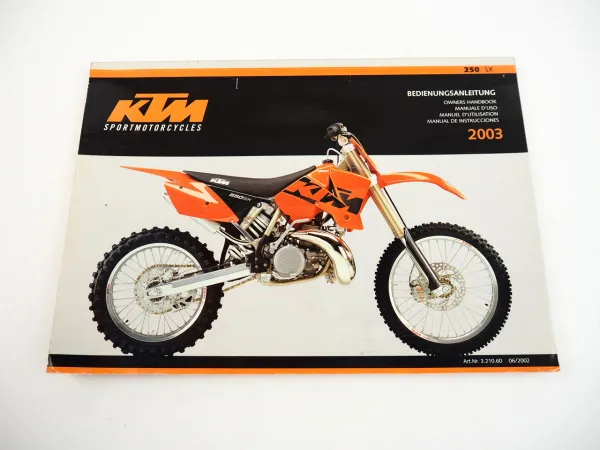 KTM 250 SX Bedienungsanleitung Owners Manual 2003