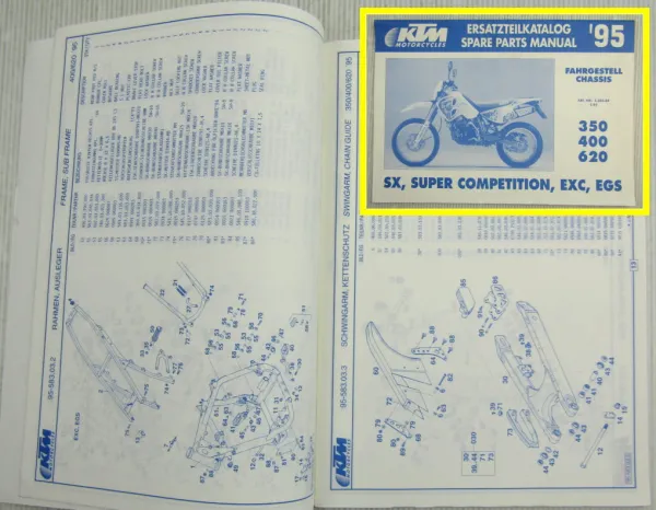 KTM 350 400 620 SX Super Competition EXC EGS Ersatzteilkatalog Parts List 1995
