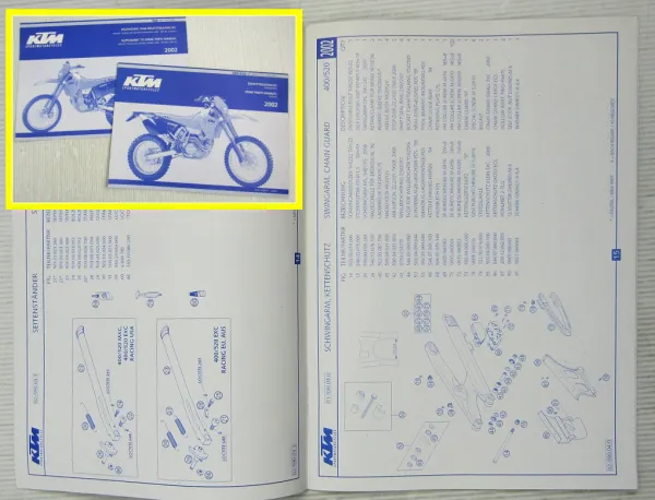 KTM 400 520 SX MXC EXC Racing Ersatzteilliste ERsatzteilkatalog Fahrgestell 2002