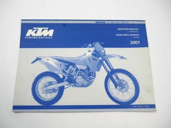 KTM 400 520 SX MXC EXC Racing Motorrad Ersatzteilliste Fahrgestell 2001