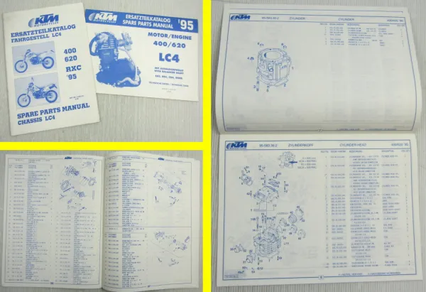 KTM 400 620 RXC LC4 Motor Chassis Ersatzteilkatalog Ersatzteilliste MJ 95