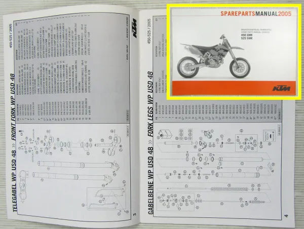 KTM 450 525 SMR Ersatzteilliste Spare Parts List Fahrgestell Chassis 2005