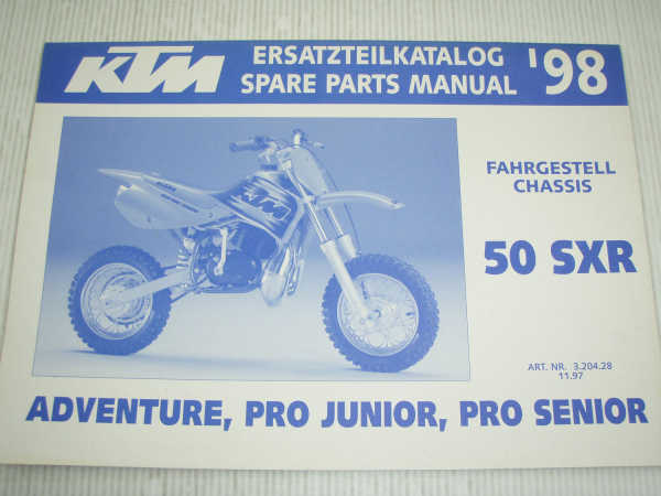 KTM 50 SXR Pro Junior Sendio Adventure Ersatzteilliste Spare parts List 1998