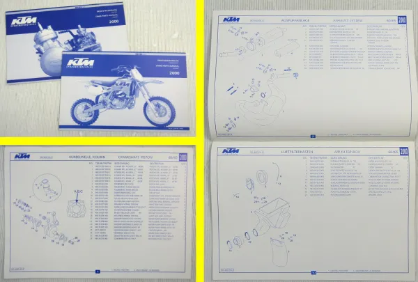 KTM 60 65 SX Ersatzteilliste Motor Fahrgestell Parts list Engine Chassis MJ 2000