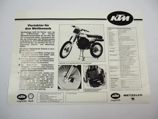 KTM 600 Enduro MX Motorrad Prospekt