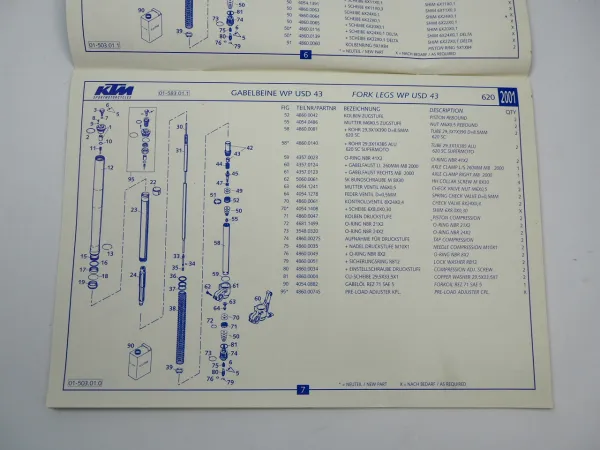 KTM 620 Super Competition SC Supermoto Motorrad Ersatzteilliste Fahrgestell 2001