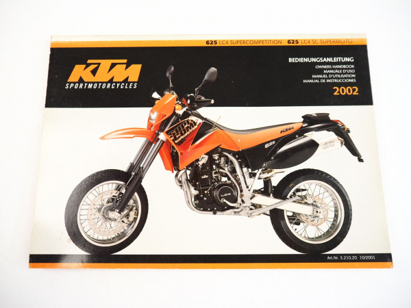 KTM 625 LC4 Supercompetition SC Supermoto Bedienungsanleitung Owners Manual 2002