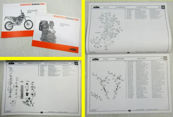 KTM 625SXC Ersatzteilliste Parts List Fahrgestell Chassis + Motor Engine 2004