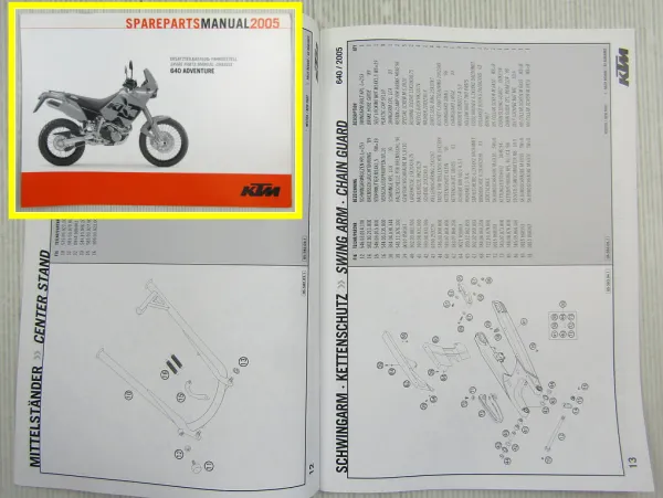 KTM 640 Adventure Ersatzteilliste Spare Parts List Fahrgestell Chassis 2005