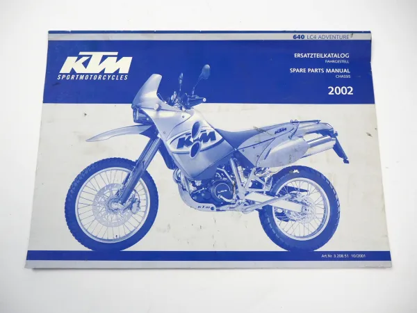 KTM 640 LC4 Adventure Motorrad Ersatzteilliste Fahrgestell Chassis 2002