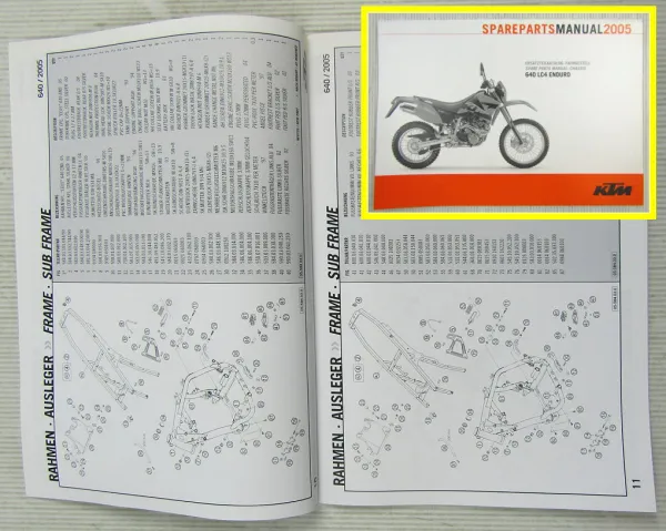 KTM 640 LC4 Enduro Ersatzteilliste Parts List Fahrgestell Chassis 2005