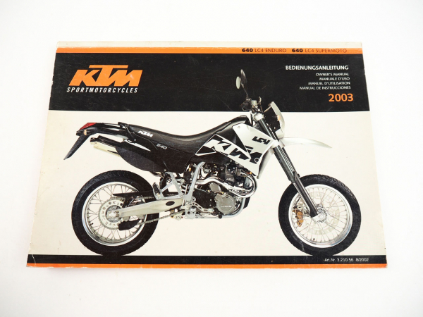 KTM 640 LC4 Enduro Supermoto Bedienungsanleitung Owners Manual 2003