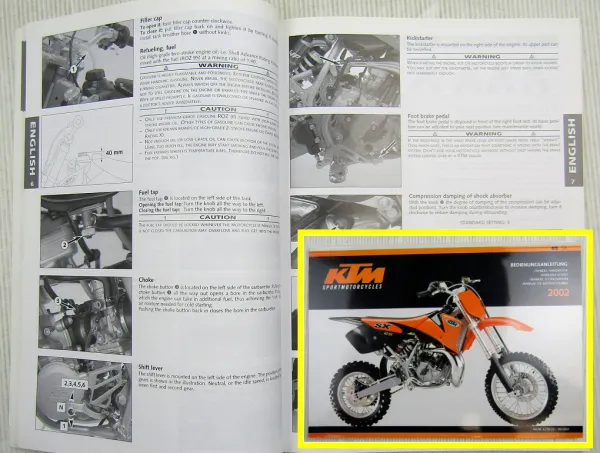 KTM 65SX Bedienungsanleitung Betriebsanleitung Owners Handbook 2002