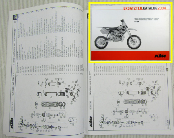 KTM 65SX Ersatzteilliste Ersatzteilkatalog Parts List Fahrgestell und Motor 2004