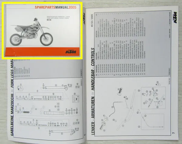 KTM 65SX Ersatzteilliste Parts List Fahrgestell Motor Chassis Engine 2005