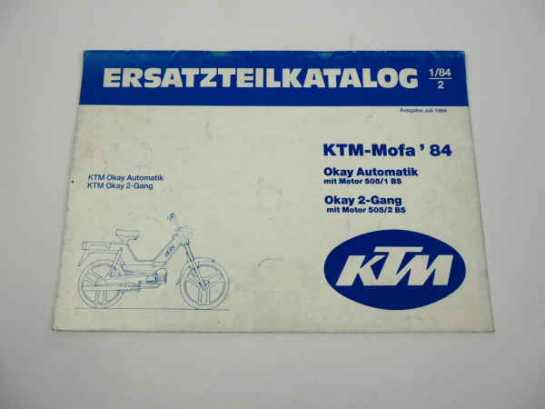 KTM Okay Automatik 2-Gang Mofa mit Motor 505 1BS 2BS Ersatzteilliste 1984