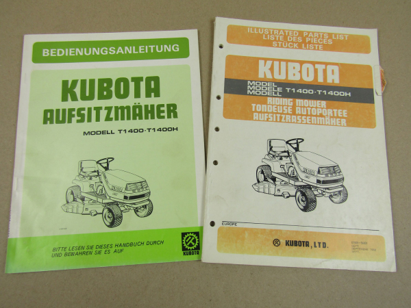 Kubota T1400 H Rasenmäher Bedienungsanleitung und Ersatzteilliste 1988
