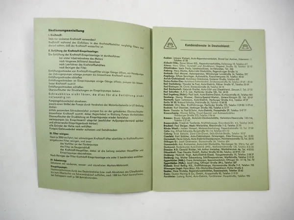 Kugelfischer Georg Schäfer PSA PSAF PSAFE Einspritzpumpen Kurz Betriebsanleitung