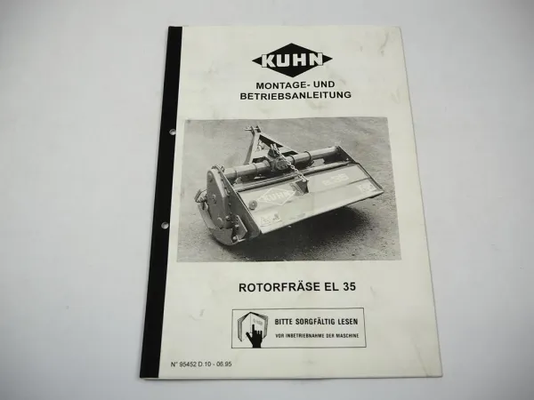Kuhn EL35 Rotorfräse Betriebsanleitung Bedienungsanleitung Montage 1995