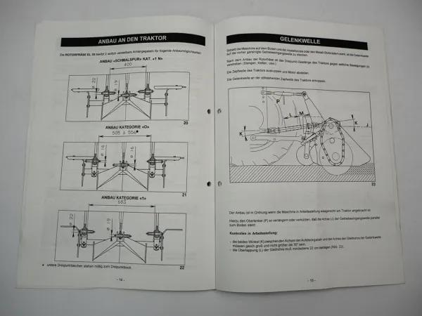 Kuhn EL35 Rotorfräse Betriebsanleitung Bedienungsanleitung Montage 1995