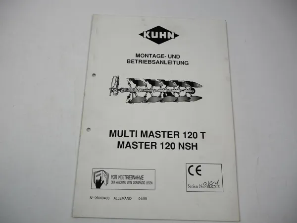 Kuhn Multimaster 120 T Master 120 NSH Huard Pflug Montage Betriebsanleitung 1999