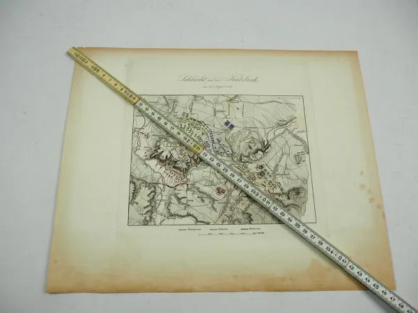 Kupferstich Landkarte Schlacht an der Katzbach 1813 Schlesien v. Rothenburg 1820