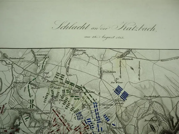 Kupferstich Landkarte Schlacht an der Katzbach 1813 Schlesien v. Rothenburg 1820