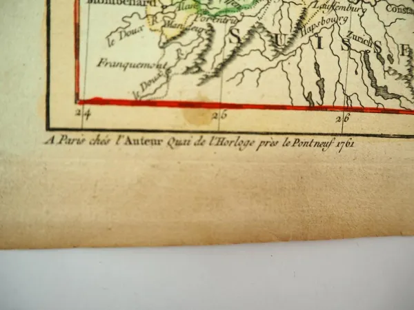 Kupferstich Rheinland 1770 Haut et Bas Rhin Franconie Souabe Robert de Vaugondy