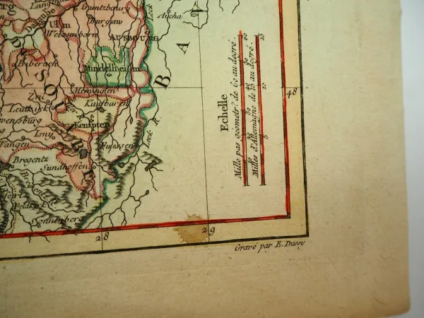 Kupferstich Rheinland 1770 Haut et Bas Rhin Franconie Souabe Robert de Vaugondy