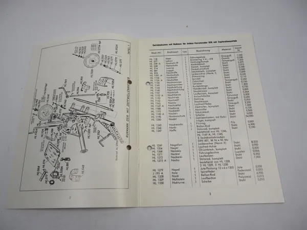 Kuxmann DSR Vorratsroder mit Zapfwellenantrieb Ersatzteilliste 6 / 1965