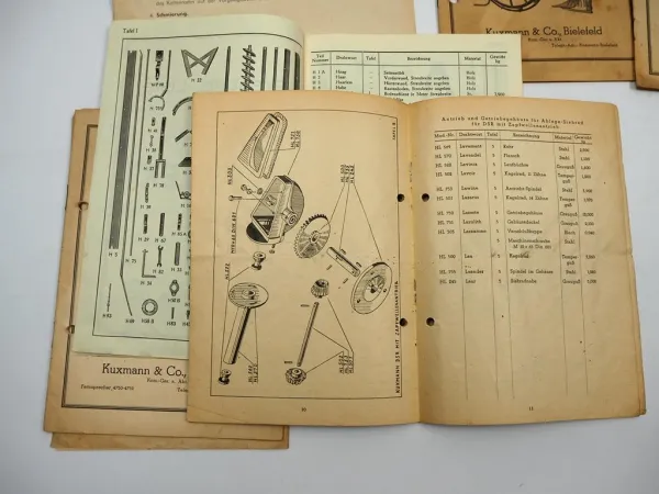 Kuxmann Landtechnik Betriebsanleitung Ersatzteilliste Streutabelle 1930 - 50er J.