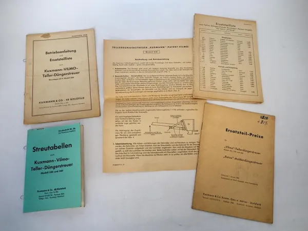 Kuxmann Vilmo Düngerstreuer für Lanz Alldog Betriebsanleitung Ersatzteilliste