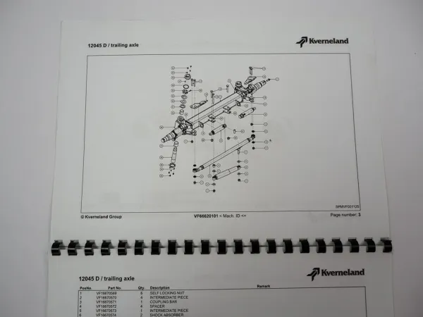 Kverneland 12045D Ladewagen Ersatzteilliste Spare Parts List 2011